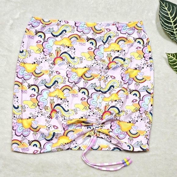 VDM The Label ✦ “Natalie” Fairyfloss Cover Up ✦ Rainbow Doodle Print Cinch Tie M - Picture 5 of 16